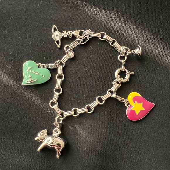 Vivienne Westwood Multi Charms Colorful Pig, Heart And Eyes Bracelets~A7 - Picture 1 of 7